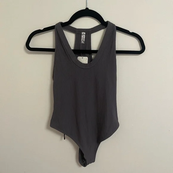 NWT Free People Speed Dial Ribbed Bodysuit in Grey, XS - Picture 6 of 16
